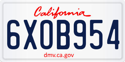 CA license plate 6XOB954
