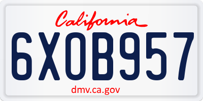 CA license plate 6XOB957