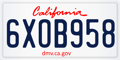 CA license plate 6XOB958