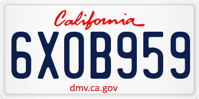 CA license plate 6XOB959