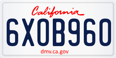 CA license plate 6XOB960