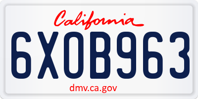 CA license plate 6XOB963