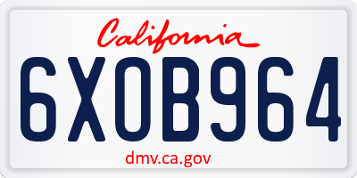 CA license plate 6XOB964