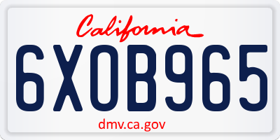 CA license plate 6XOB965