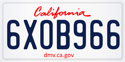 CA license plate 6XOB966
