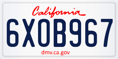 CA license plate 6XOB967
