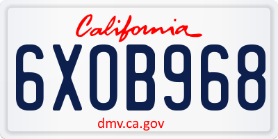 CA license plate 6XOB968