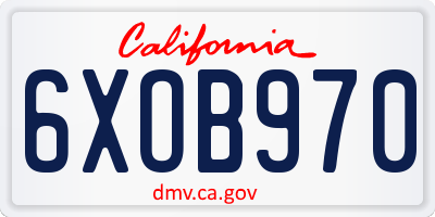CA license plate 6XOB970