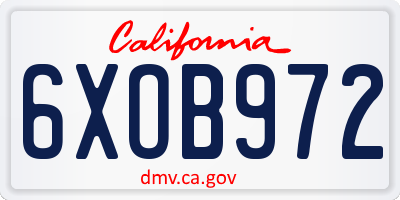 CA license plate 6XOB972