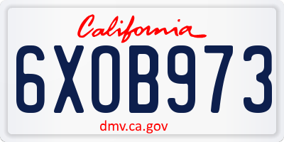 CA license plate 6XOB973
