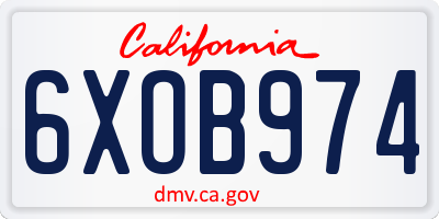 CA license plate 6XOB974