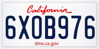 CA license plate 6XOB976