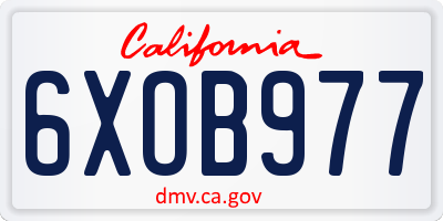 CA license plate 6XOB977
