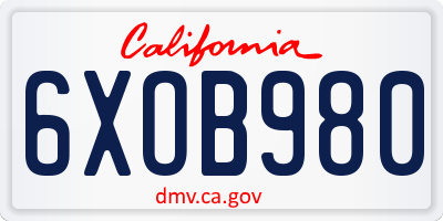 CA license plate 6XOB980