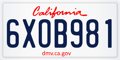 CA license plate 6XOB981