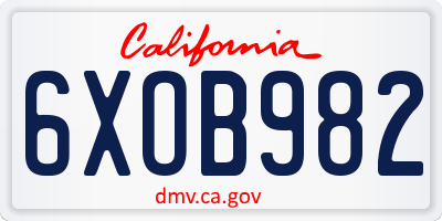 CA license plate 6XOB982