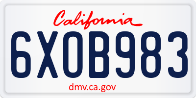 CA license plate 6XOB983