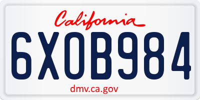 CA license plate 6XOB984