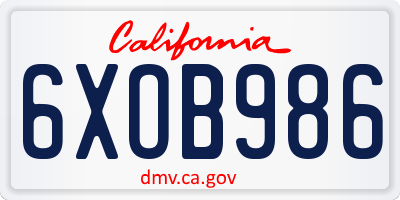 CA license plate 6XOB986
