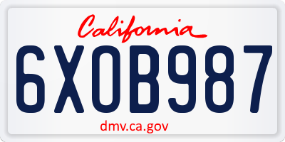 CA license plate 6XOB987