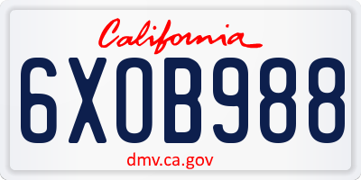 CA license plate 6XOB988