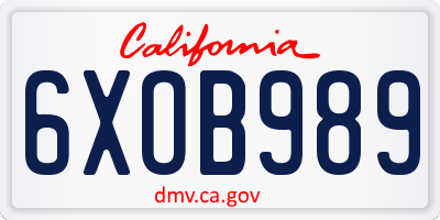 CA license plate 6XOB989