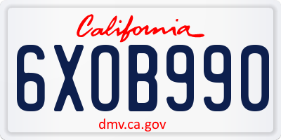 CA license plate 6XOB990
