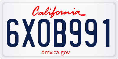 CA license plate 6XOB991