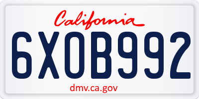 CA license plate 6XOB992