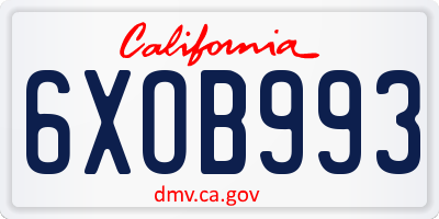 CA license plate 6XOB993