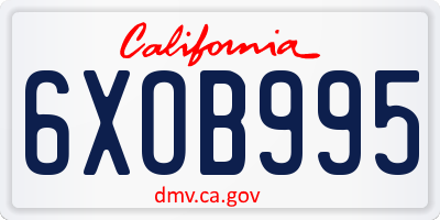 CA license plate 6XOB995