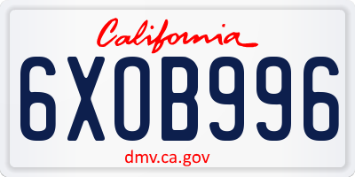 CA license plate 6XOB996