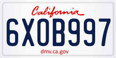 CA license plate 6XOB997
