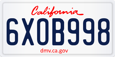 CA license plate 6XOB998