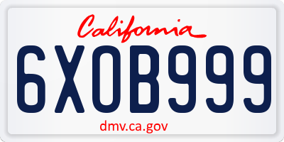 CA license plate 6XOB999