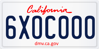 CA license plate 6XOC000