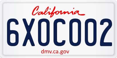 CA license plate 6XOC002