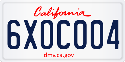 CA license plate 6XOC004