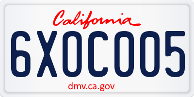 CA license plate 6XOC005