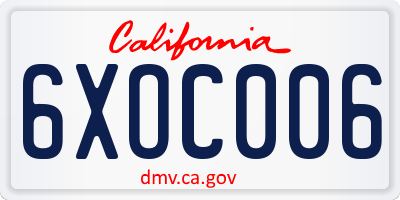 CA license plate 6XOC006