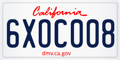 CA license plate 6XOC008