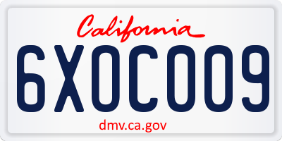 CA license plate 6XOC009