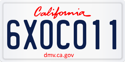 CA license plate 6XOC011