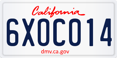 CA license plate 6XOC014