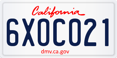 CA license plate 6XOC021