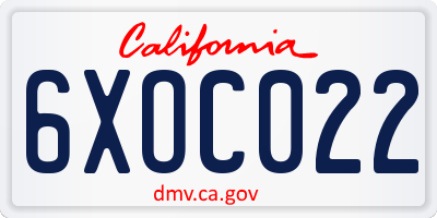 CA license plate 6XOC022