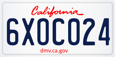 CA license plate 6XOC024