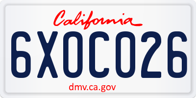 CA license plate 6XOC026