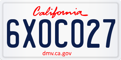 CA license plate 6XOC027