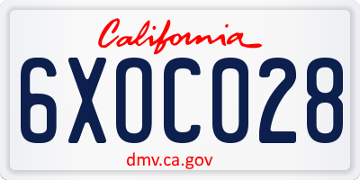 CA license plate 6XOC028
